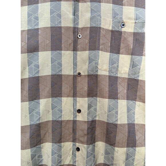 Minos Mens Button Down Shirt Short Sleeve Summer Size XL Multicolor Plaid Pocket - Picture 7 of 12